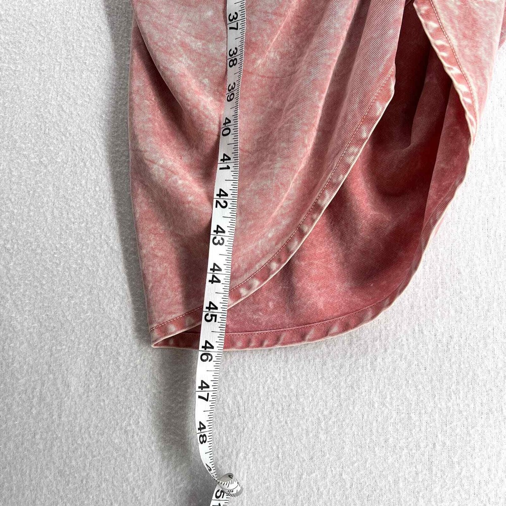 YOUNG FABULOUS BROKE Midi Dress Women Small Pink Acid Wash Ruched Western Shirt - Picture 15 of 16